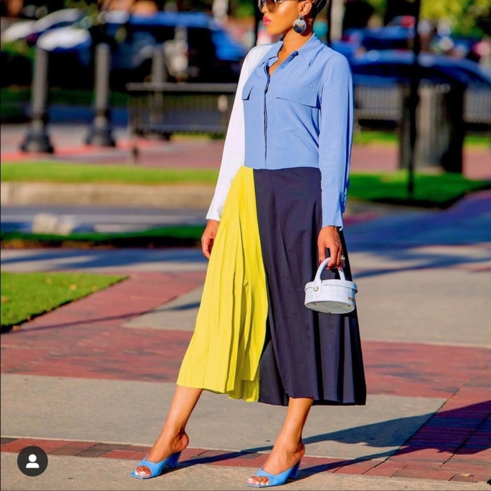 Zara pleated patchwork dress